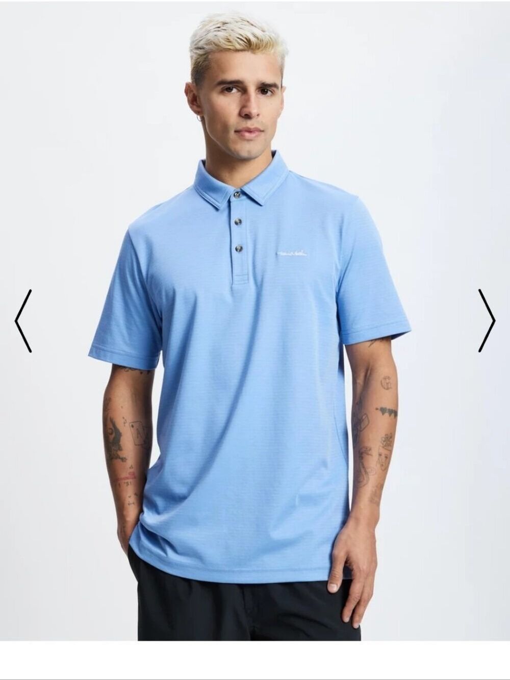 Travis Matthew Blue Stripped Cotton Blend Polo Golf Shirt XL